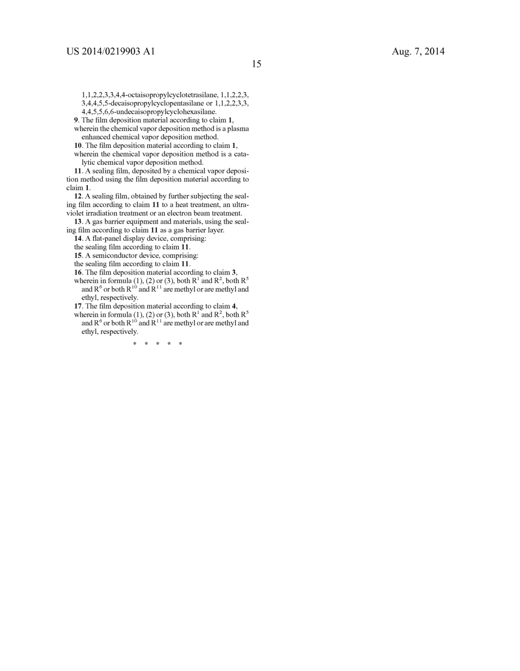 FILM DEPOSITION MATERIAL, SEALING FILM USING THE SAME AND USE THEREOF - diagram, schematic, and image 19