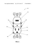 WALL MOUNTABLE UNIVERSAL SERIAL BUS AND ALTERNATING CURRENT POWER SOURCING     RECEPTACLE diagram and image