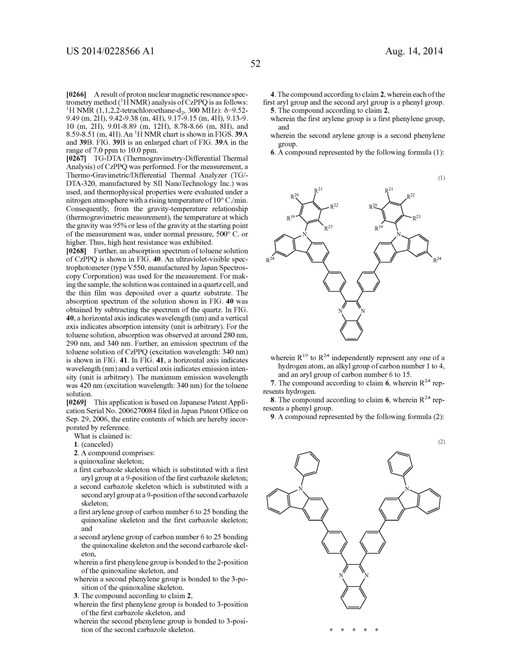 Quinoxaline Derivative, and Light Emitting Element, Light Emitting Device,     and Electronic Device Using the Quinoxaline Derivative - diagram, schematic, and image 88