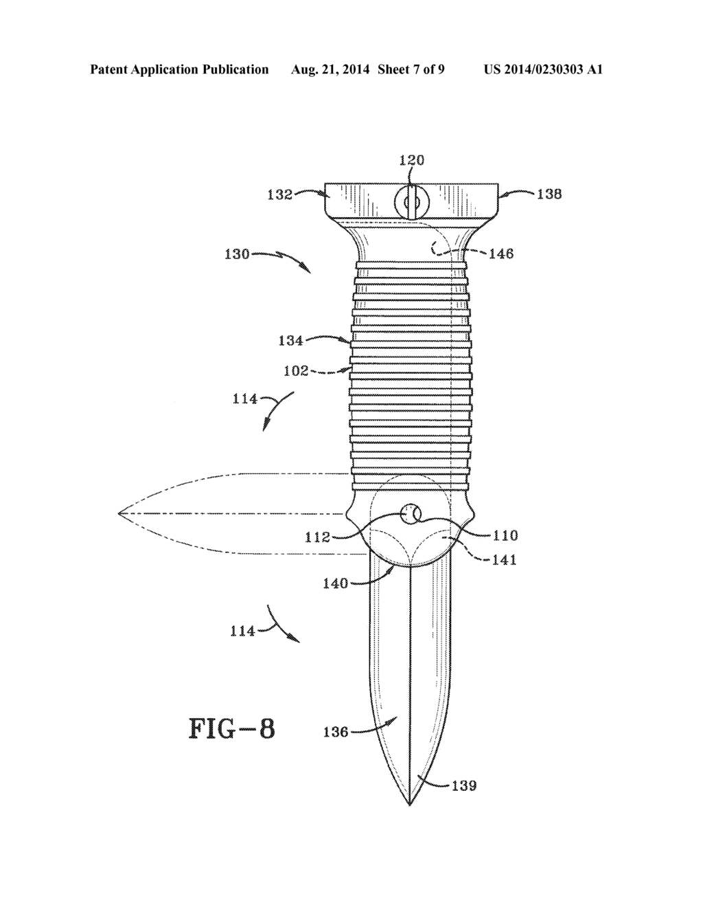 CONVERTIBLE KNIFE/FORE GRIP FOR A FIREARM - diagram, schematic, and image 08