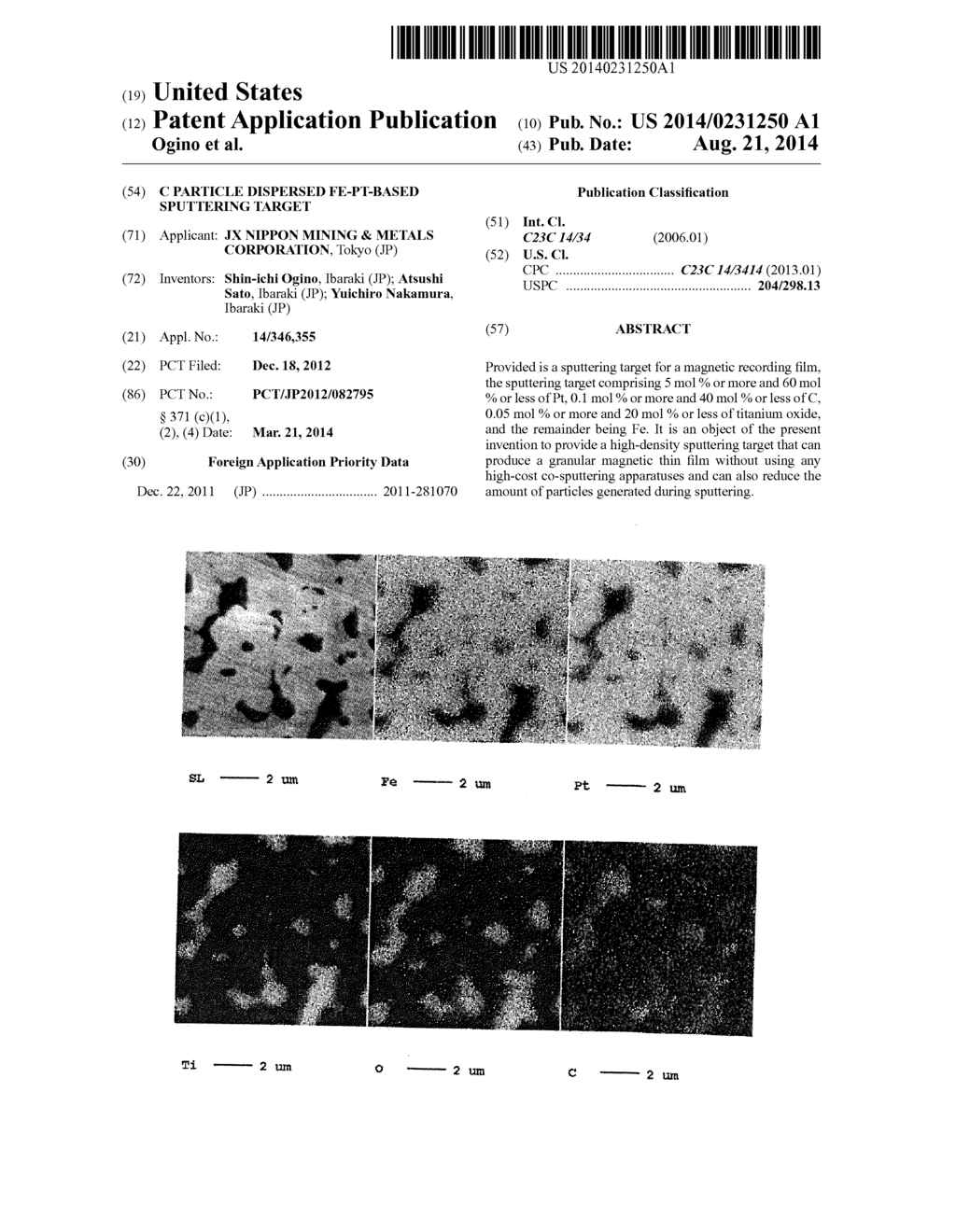 C PARTICLE DISPERSED FE-PT-BASED SPUTTERING TARGET - diagram, schematic, and image 01