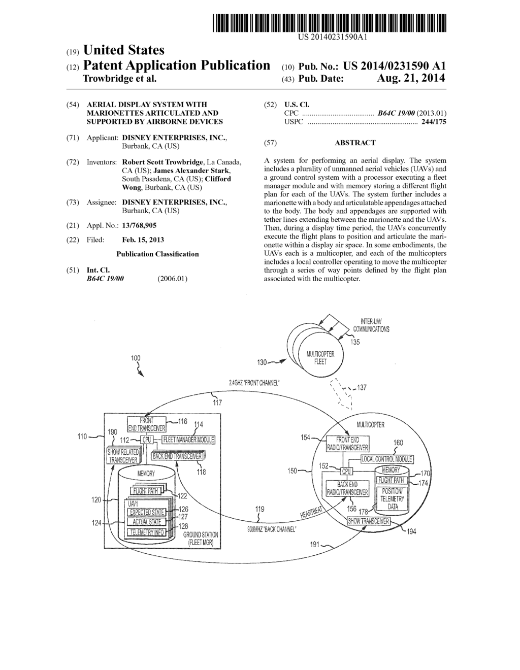 AERIAL DISPLAY SYSTEM WITH MARIONETTES ARTICULATED AND SUPPORTED BY     AIRBORNE DEVICES - diagram, schematic, and image 01