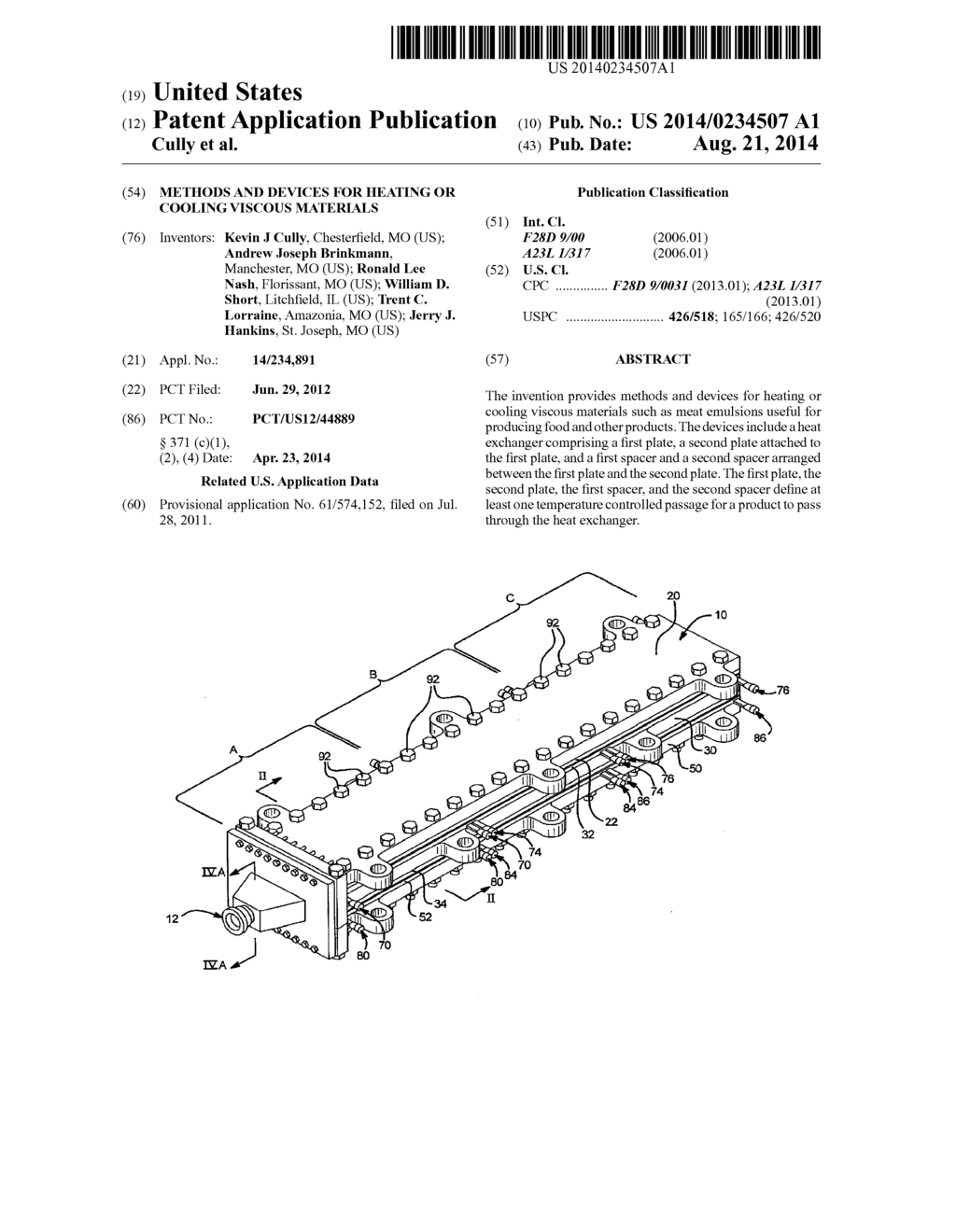 METHODS AND DEVICES FOR HEATING OR COOLING VISCOUS MATERIALS - diagram, schematic, and image 01