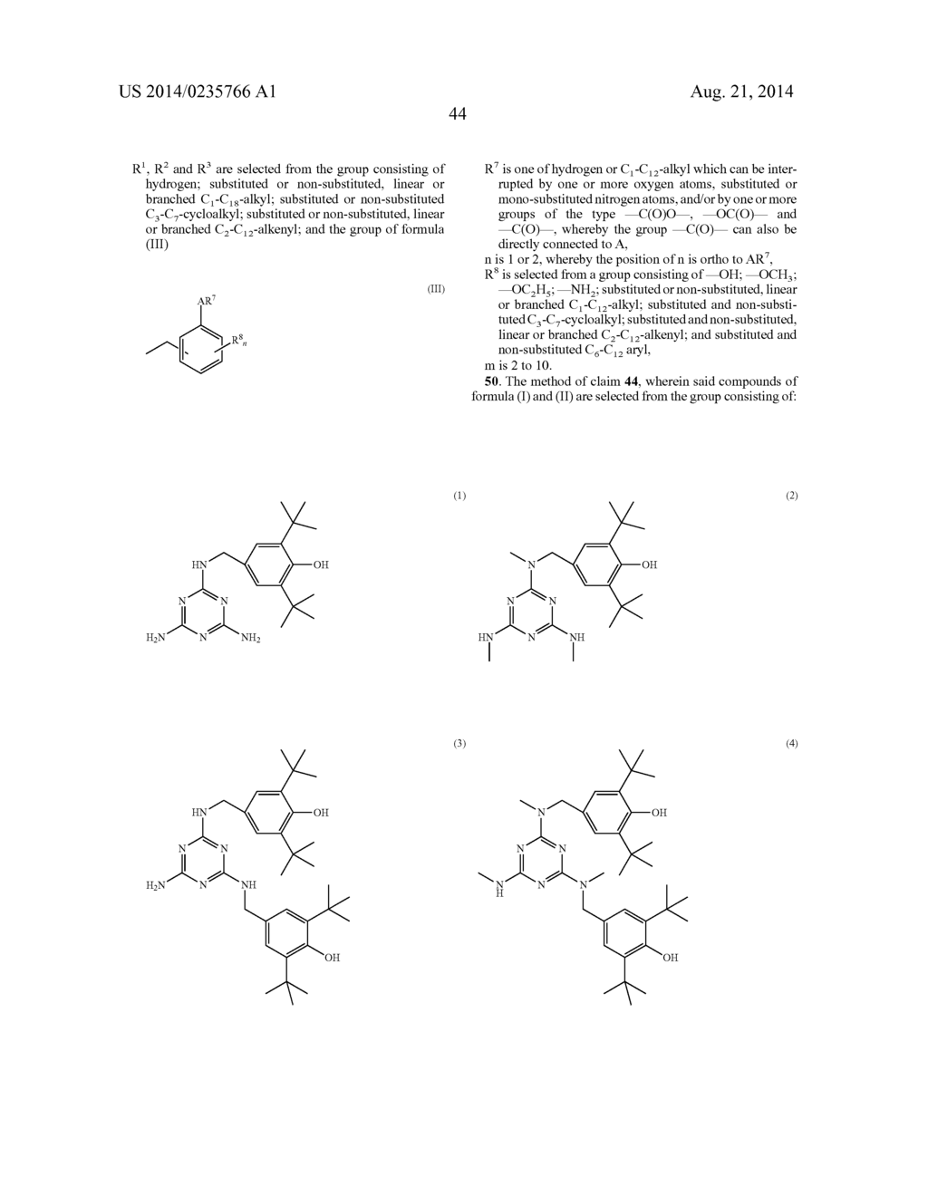 Stabilizing of Organic Material with Amino-Triazine Based     Mannich-Compounds - diagram, schematic, and image 46