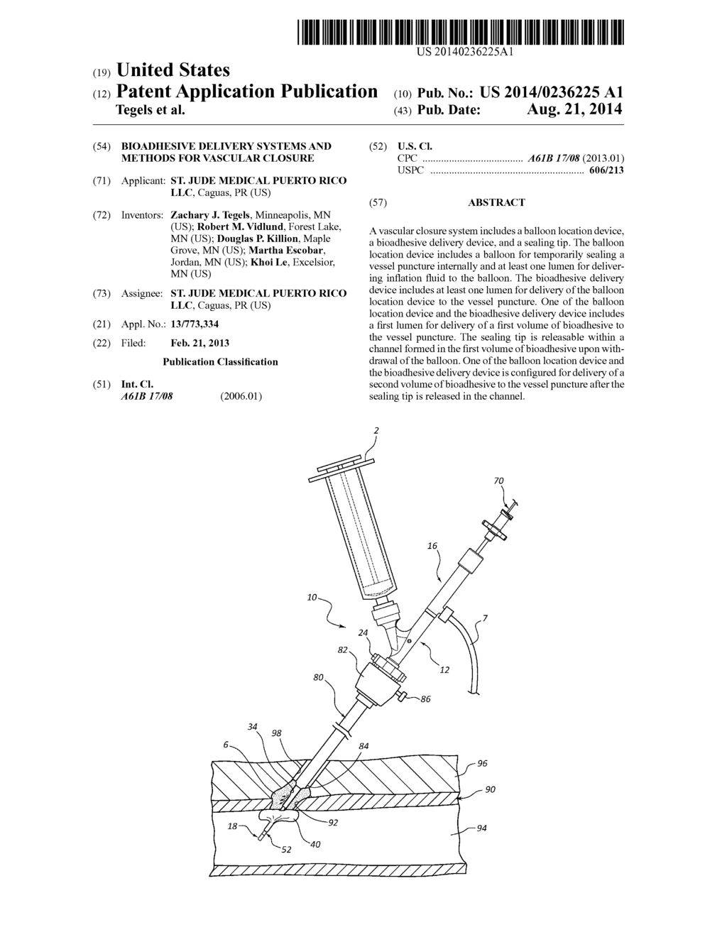 BIOADHESIVE DELIVERY SYSTEMS AND METHODS FOR VASCULAR CLOSURE - diagram, schematic, and image 01