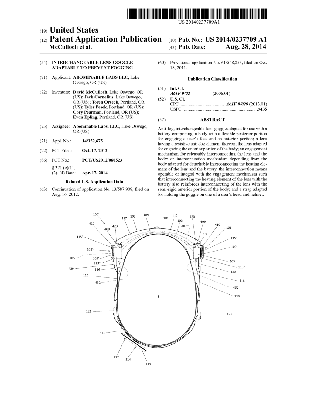 INTERCHANGEABLE LENS GOGGLE ADAPTABLE TO PREVENT FOGGING - diagram, schematic, and image 01