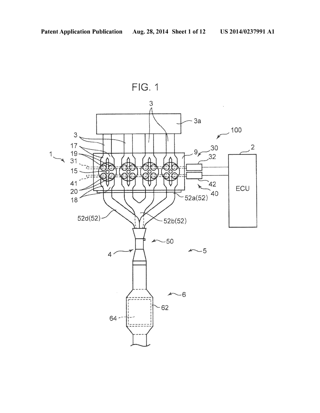 EXHAUST APPARATUS FOR MULTI-CYLINDER ENGINE - diagram, schematic, and image 02