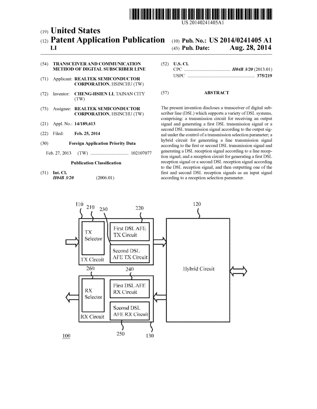 TRANSCEIVER AND COMMUNICATION METHOD OF DIGITAL SUBSCRIBER LINE - diagram, schematic, and image 01