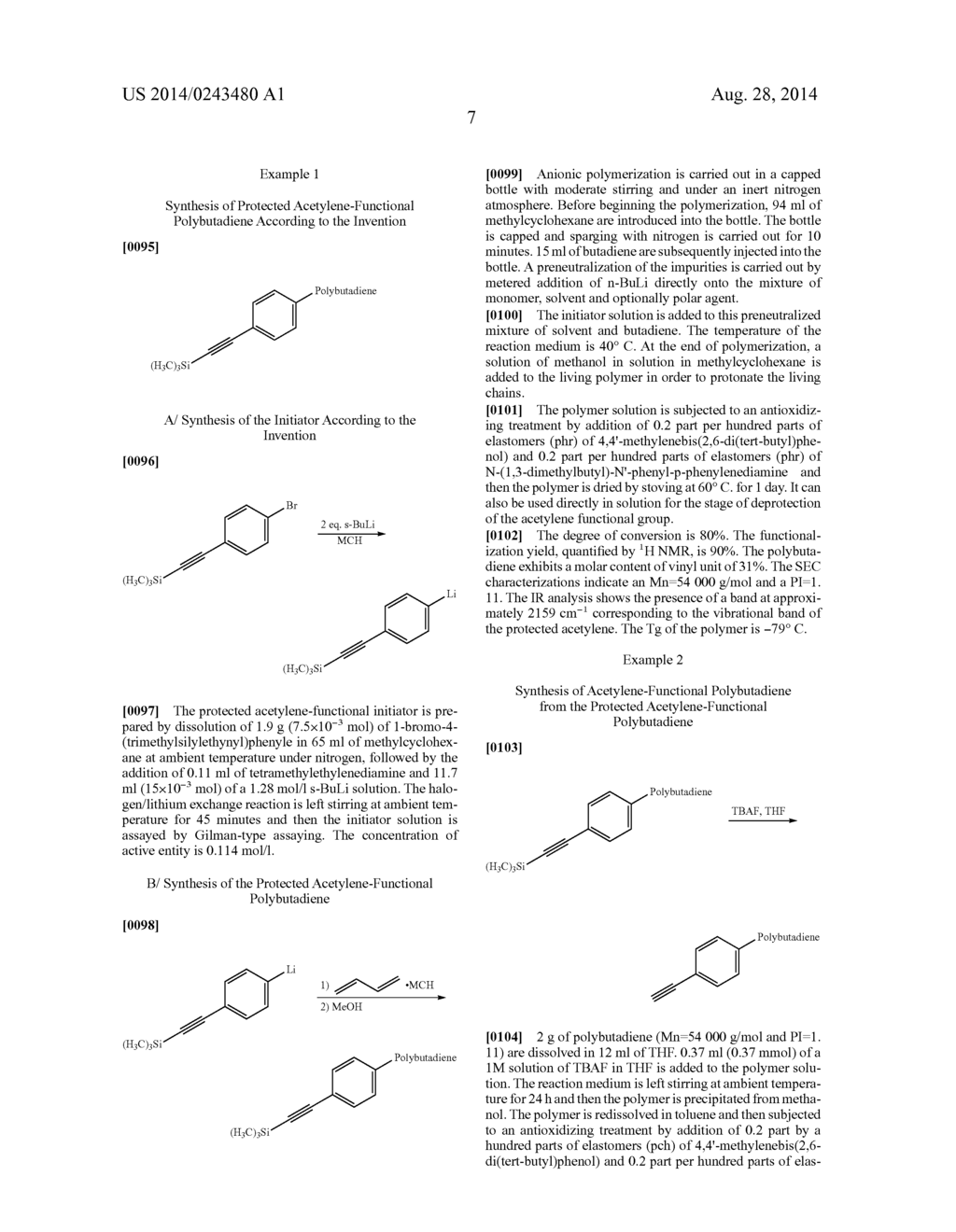 NOVEL ANIONIC POLYMERIZATION INITIATOR, USE THEREOF FOR SYNTHESIZING A     DIENE ELASTOMER HAVING AN ALKYNE FUNCTION AT THE CHAIN END, AND     FUNCIONALIZED DIENE ELASTOMER - diagram, schematic, and image 08