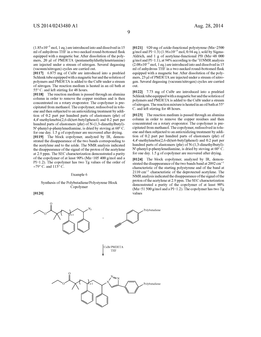 NOVEL ANIONIC POLYMERIZATION INITIATOR, USE THEREOF FOR SYNTHESIZING A     DIENE ELASTOMER HAVING AN ALKYNE FUNCTION AT THE CHAIN END, AND     FUNCIONALIZED DIENE ELASTOMER - diagram, schematic, and image 10