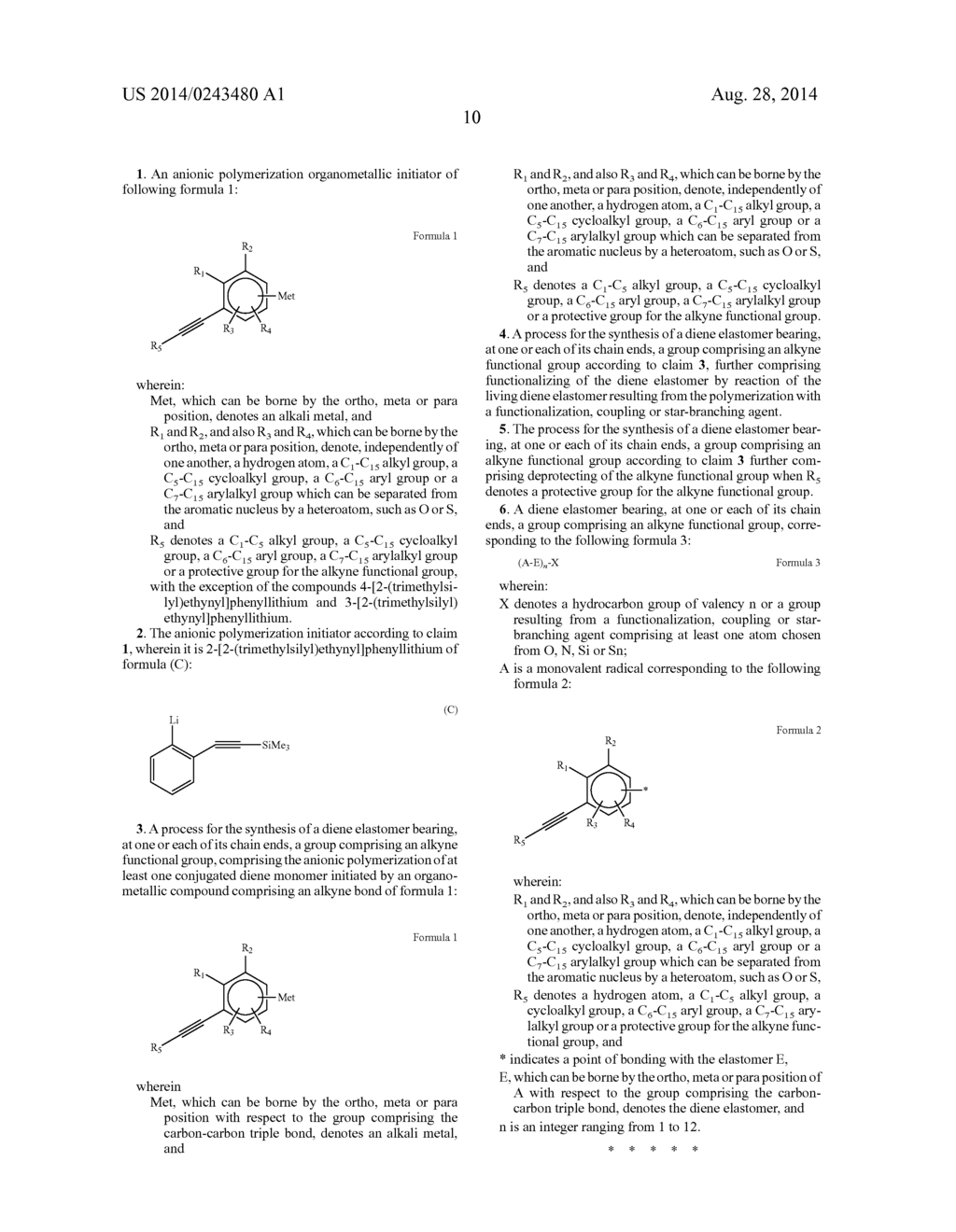 NOVEL ANIONIC POLYMERIZATION INITIATOR, USE THEREOF FOR SYNTHESIZING A     DIENE ELASTOMER HAVING AN ALKYNE FUNCTION AT THE CHAIN END, AND     FUNCIONALIZED DIENE ELASTOMER - diagram, schematic, and image 11