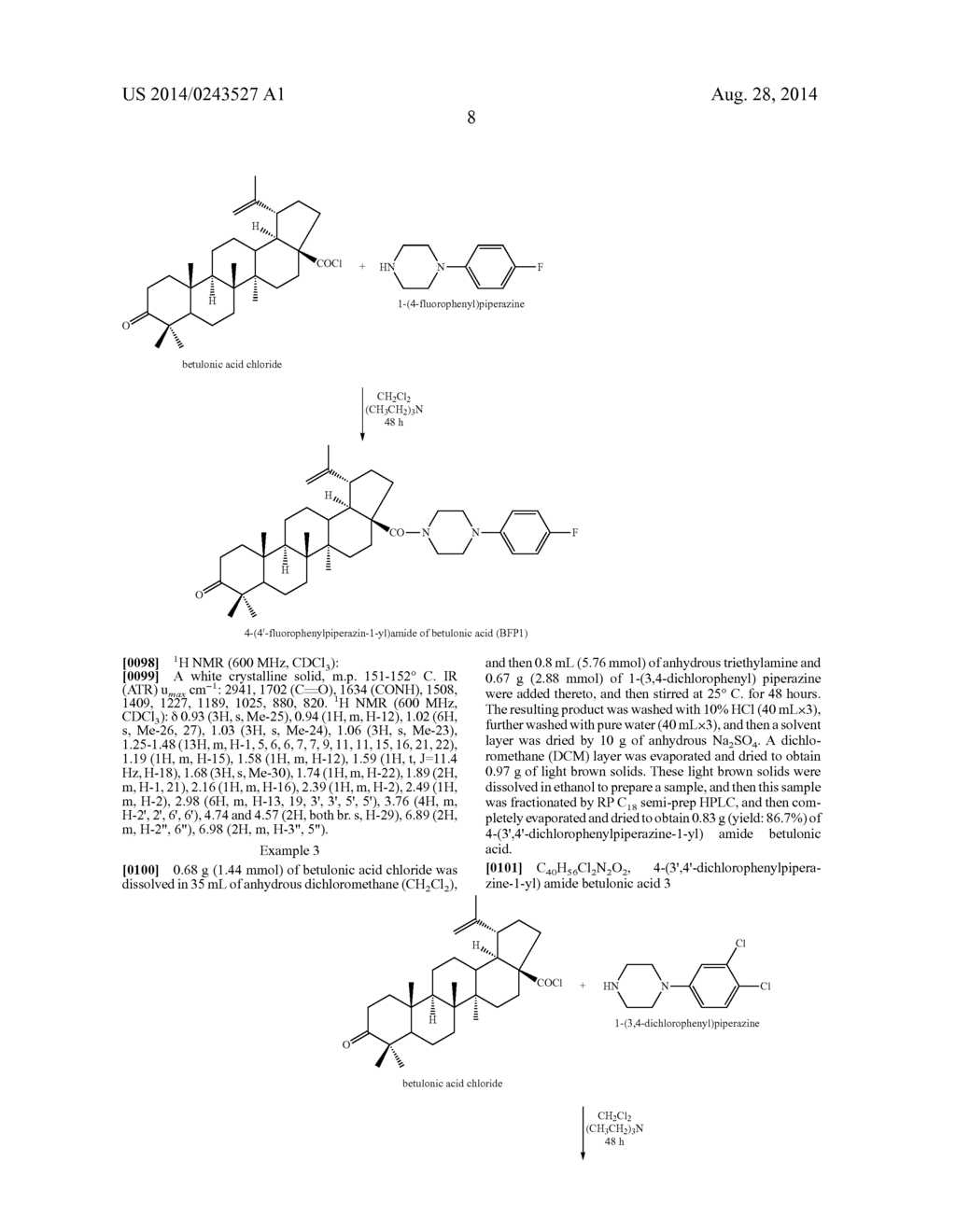 PURIFICATION METHODS FOR BETULONIC ACID AND BOC-LYSINATED BETULONIC ACID,     AND ORGANIC SYNTHESIS OF BETULONIC ACID AMIDES WITH PIPERAZINE     DERIVATIVES - diagram, schematic, and image 16