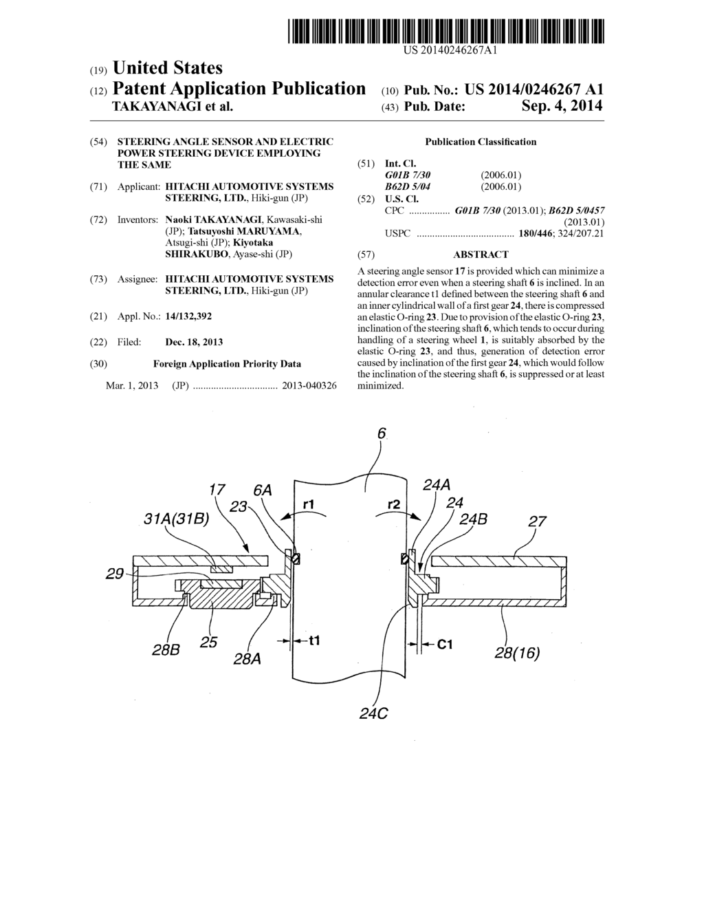 STEERING ANGLE SENSOR AND ELECTRIC POWER STEERING DEVICE EMPLOYING THE     SAME - diagram, schematic, and image 01