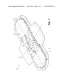 ABSORBENT ARTICLE INCLUDING AN ABSORBENT CORE LAYER HAVING A MATERIAL FREE     ZONE AND A TRANSFER LAYER ARRANGED BELOW THE ABSORBENT CORE LAYER diagram and image