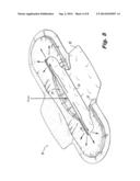 ABSORBENT ARTICLE INCLUDING AN ABSORBENT CORE LAYER HAVING A MATERIAL FREE     ZONE AND A TRANSFER LAYER ARRANGED BELOW THE ABSORBENT CORE LAYER diagram and image