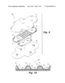 ABSORBENT ARTICLE INCLUDING AN ABSORBENT CORE LAYER HAVING A MATERIAL FREE     ZONE AND A TRANSFER LAYER ARRANGED BELOW THE ABSORBENT CORE LAYER diagram and image