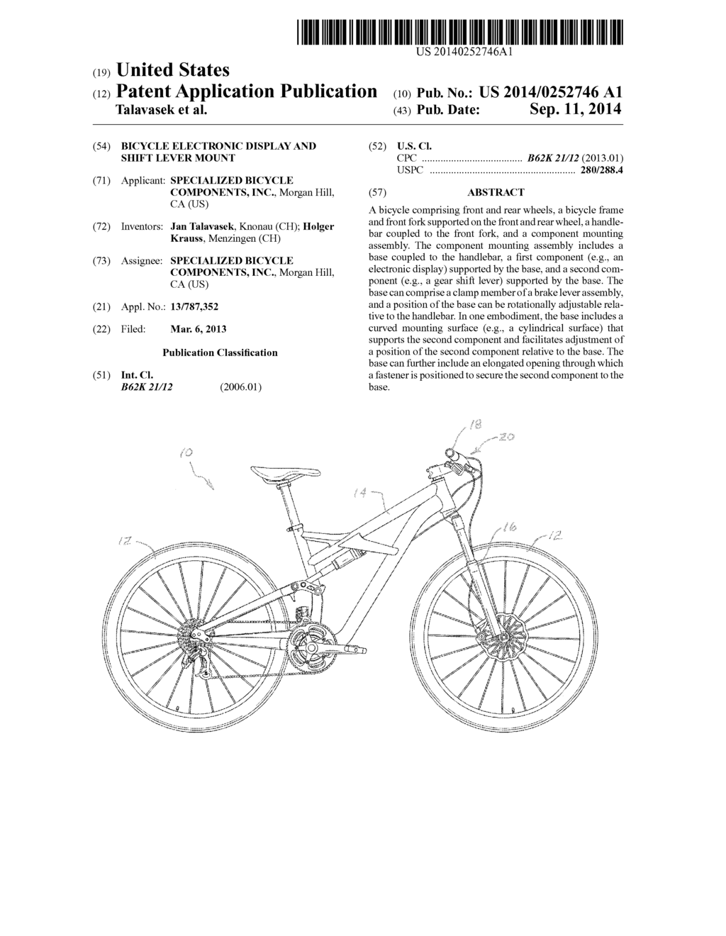 BICYCLE ELECTRONIC DISPLAY AND SHIFT LEVER MOUNT - diagram, schematic, and image 01