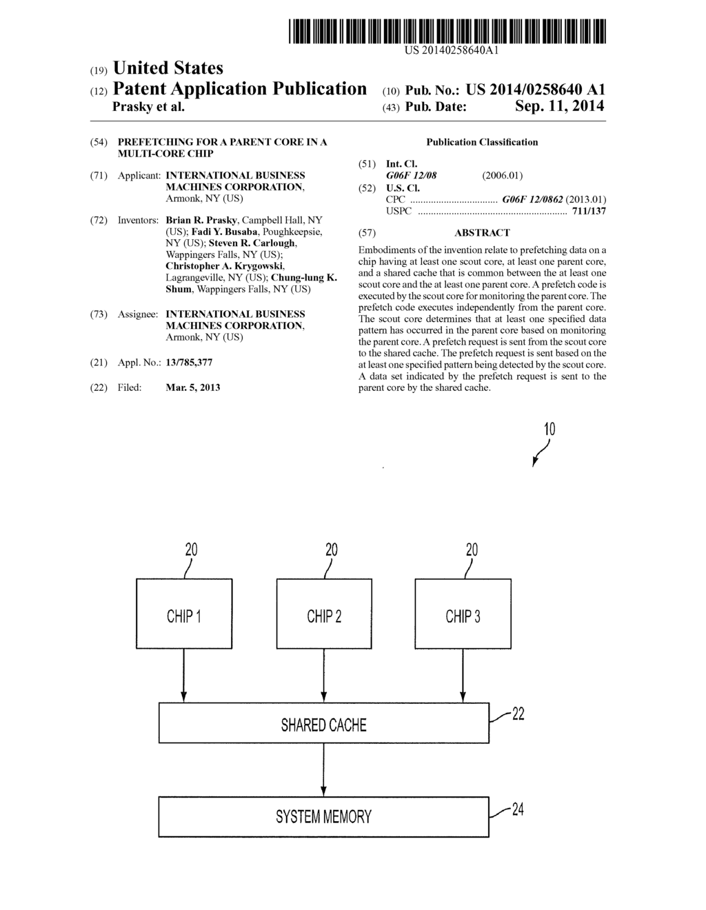 PREFETCHING FOR A PARENT CORE IN A MULTI-CORE CHIP - diagram, schematic, and image 01