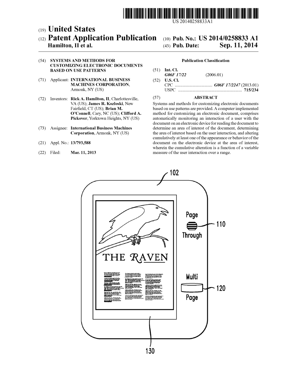 SYSTEMS AND METHODS FOR CUSTOMIZING ELECTRONIC DOCUMENTS BASED ON USE     PATTERNS - diagram, schematic, and image 01