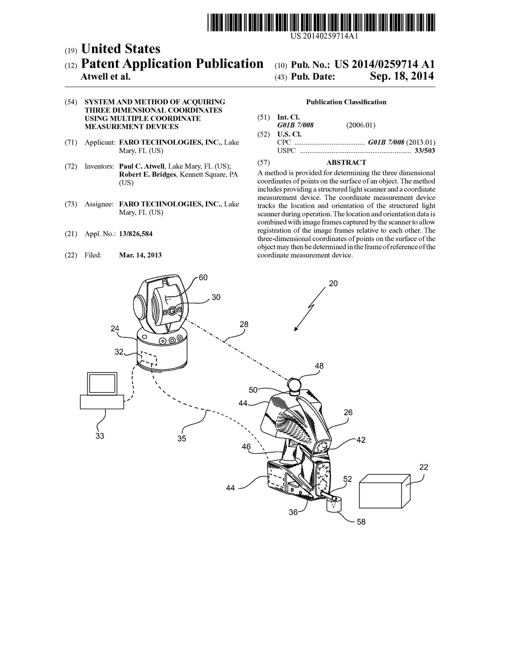 SYSTEM AND METHOD OF ACQUIRING THREE DIMENSIONAL COORDINATES USING     MULTIPLE COORDINATE MEASUREMENT DEVICES - diagram, schematic, and image 01