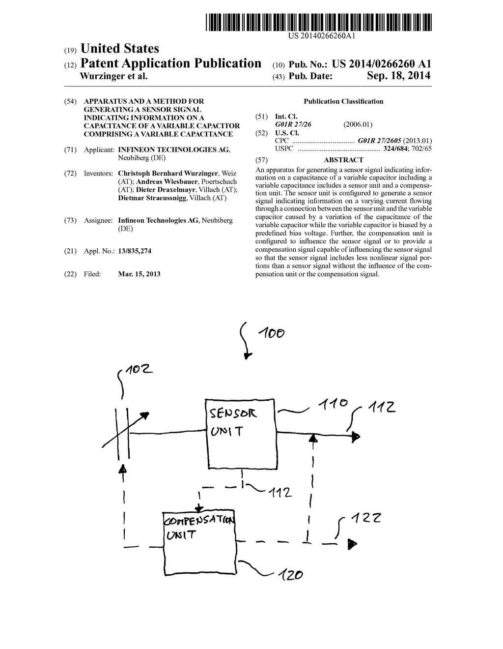 Apparatus and a Method for Generating a Sensor Signal Indicating     Information on a Capacitance of a Variable Capacitor Comprising a     Variable Capacitance - diagram, schematic, and image 01