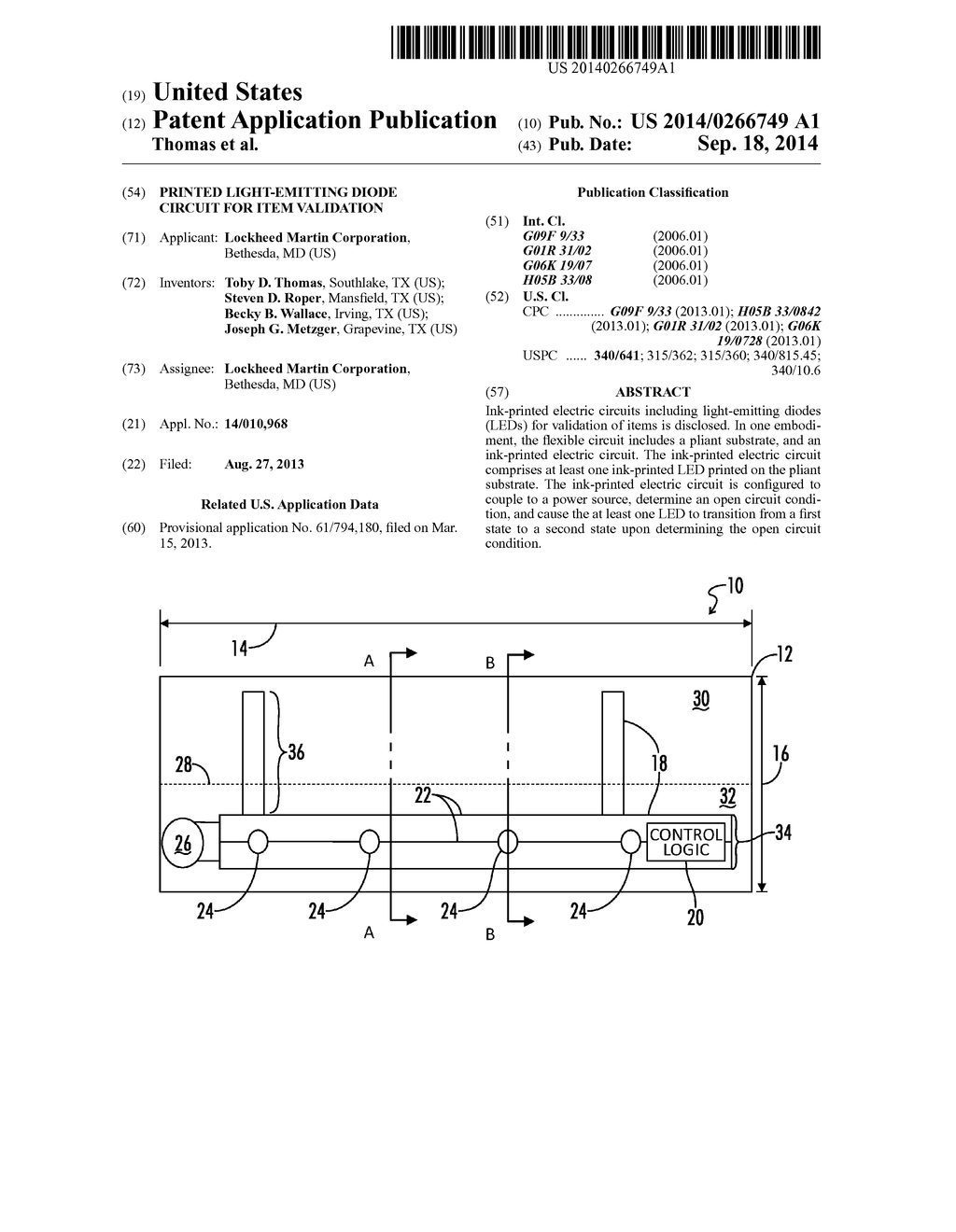 PRINTED LIGHT-EMITTING DIODE CIRCUIT FOR ITEM VALIDATION - diagram, schematic, and image 01