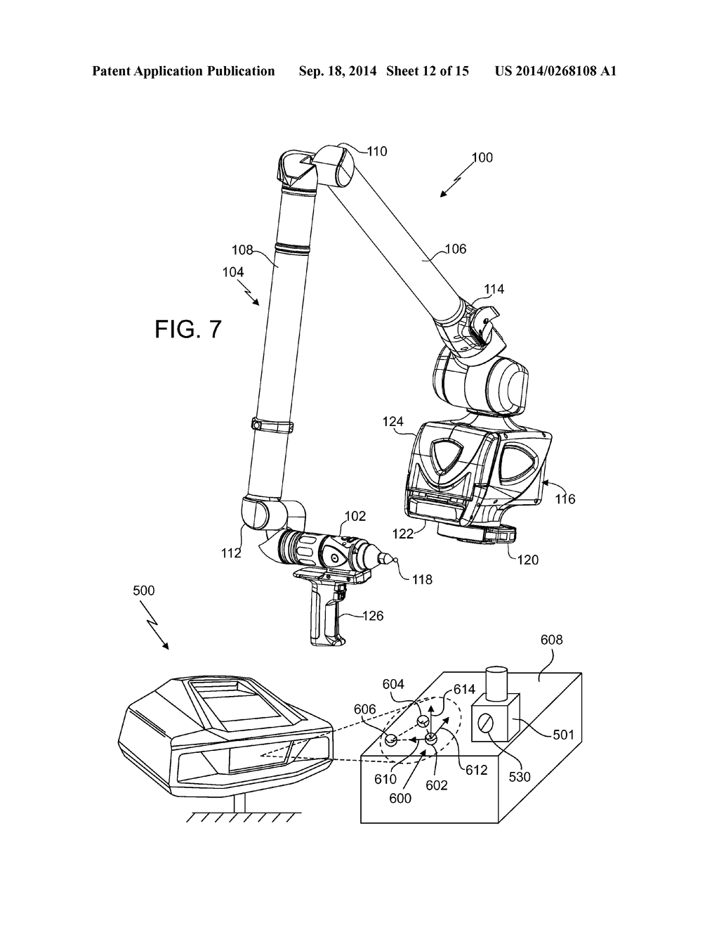 METHOD OF DETERMINING A COMMON COORDINATE SYSTEM FOR AN ARTICULATED ARM     COORDINATE MEASUREMENT MACHINE AND A SCANNER - diagram, schematic, and image 13