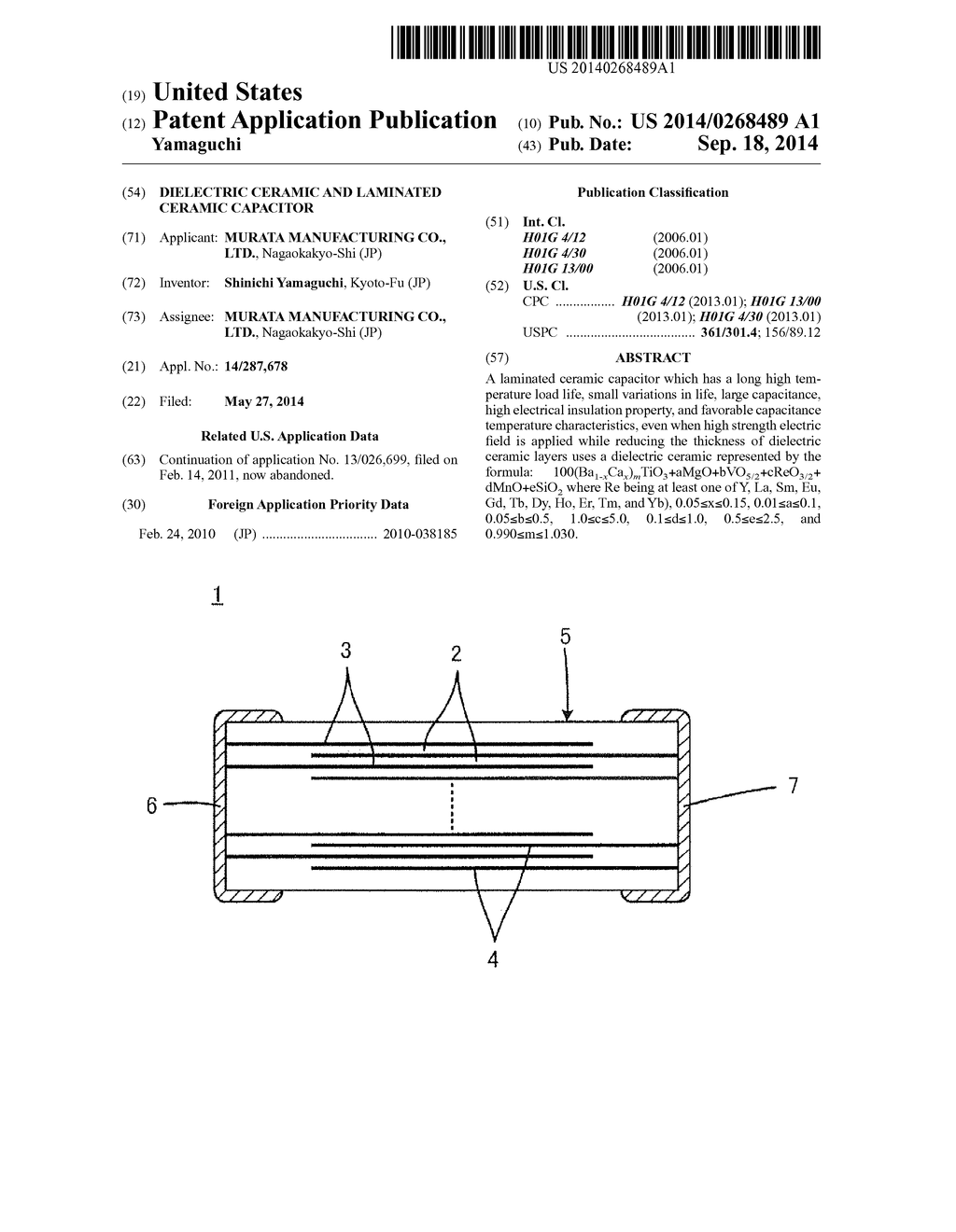 DIELECTRIC CERAMIC AND LAMINATED CERAMIC CAPACITOR - diagram, schematic, and image 01