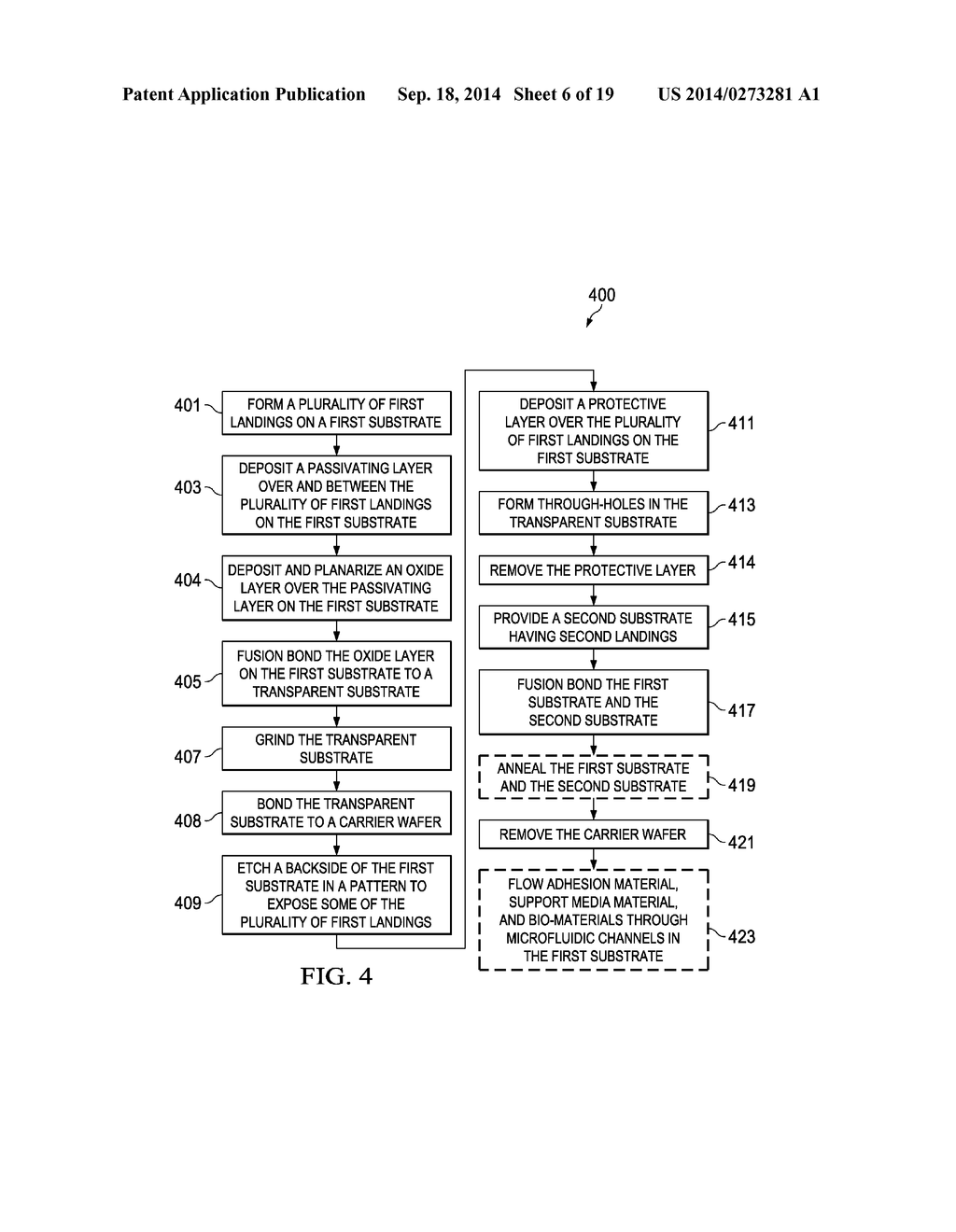 METHOD FOR FORMING BIOCHIPS AND BIOCHIPS WITH NON-ORGANIC LANDINGS FOR     IMPROVED THERMAL BUDGET - diagram, schematic, and image 07