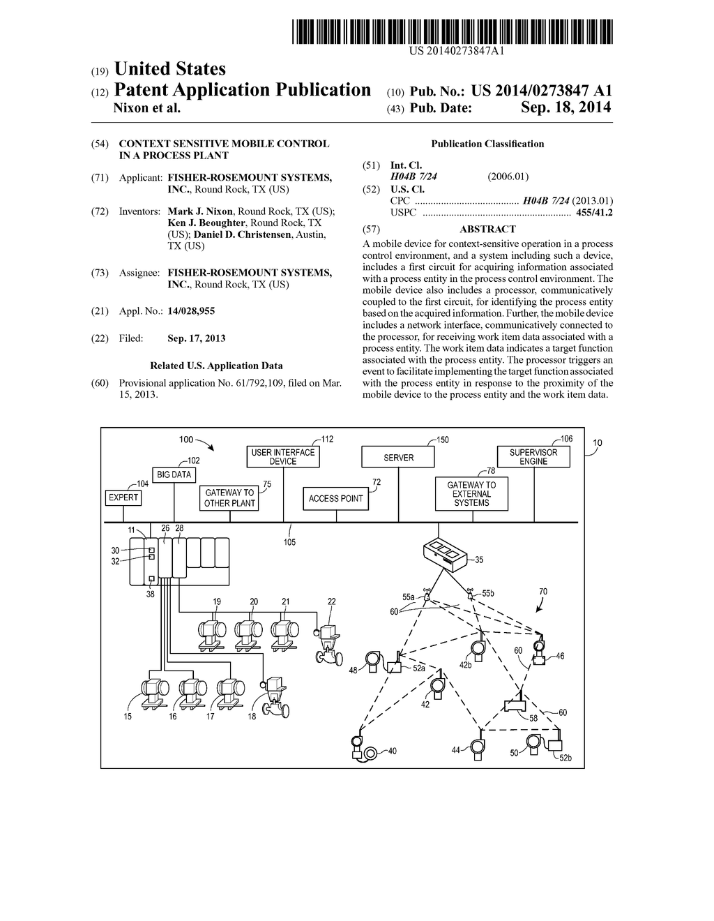 CONTEXT SENSITIVE MOBILE CONTROL IN A PROCESS PLANT - diagram, schematic, and image 01