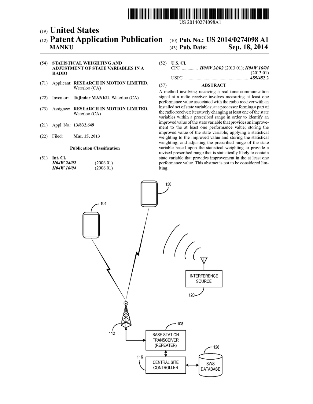 STATISTICAL WEIGHTING AND ADJUSTMENT OF STATE VARIABLES IN A RADIO - diagram, schematic, and image 01