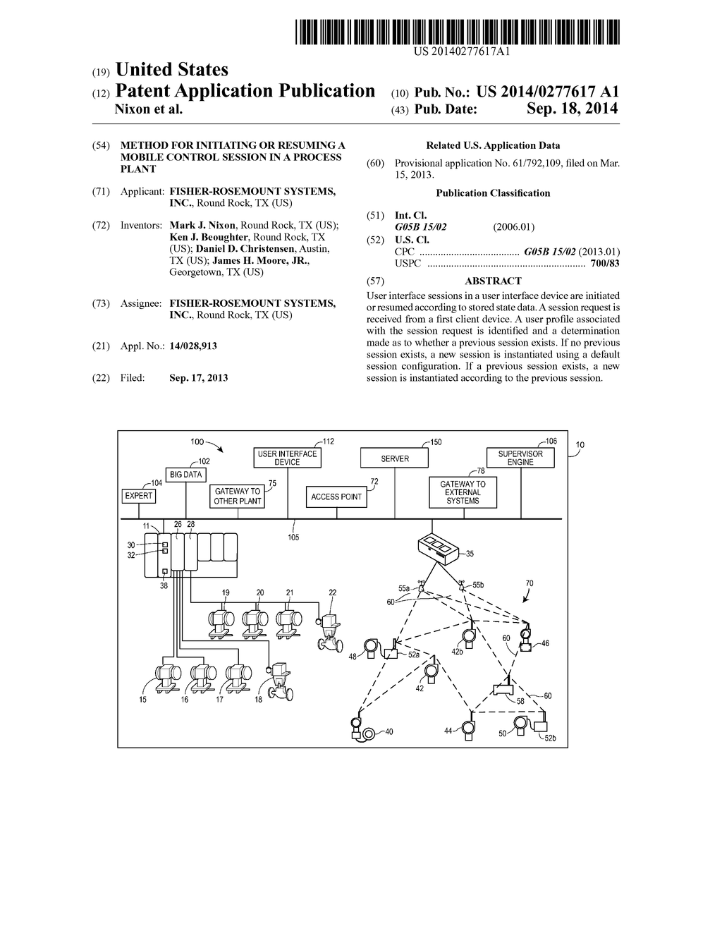 METHOD FOR INITIATING OR RESUMING A MOBILE CONTROL SESSION IN A PROCESS     PLANT - diagram, schematic, and image 01