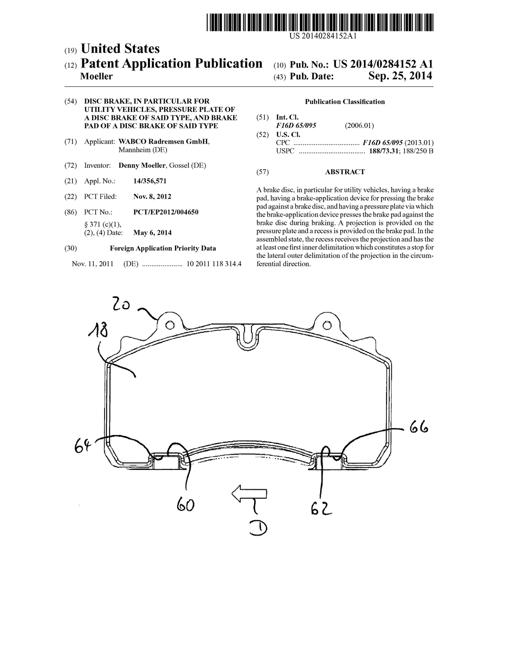 DISC BRAKE, IN PARTICULAR FOR UTILITY VEHICLES, PRESSURE PLATE OF A DISC     BRAKE OF SAID TYPE, AND BRAKE PAD OF A DISC BRAKE OF SAID TYPE - diagram, schematic, and image 01