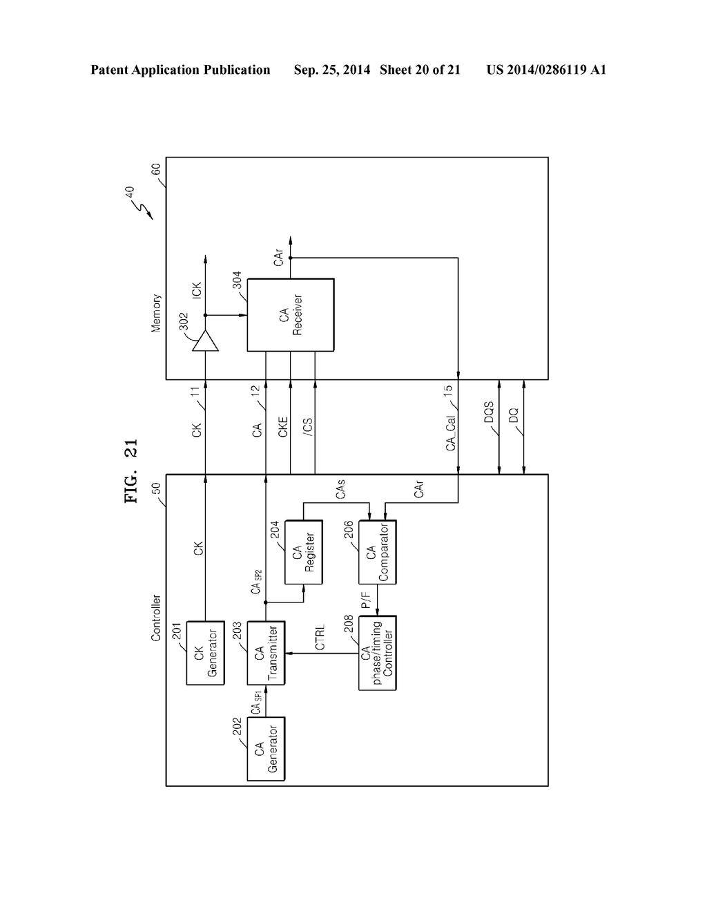 MEMORY DEVICES, SYSTEMS AND METHODS EMPLOYING COMMAND/ADDRESS CALIBRATION - diagram, schematic, and image 21