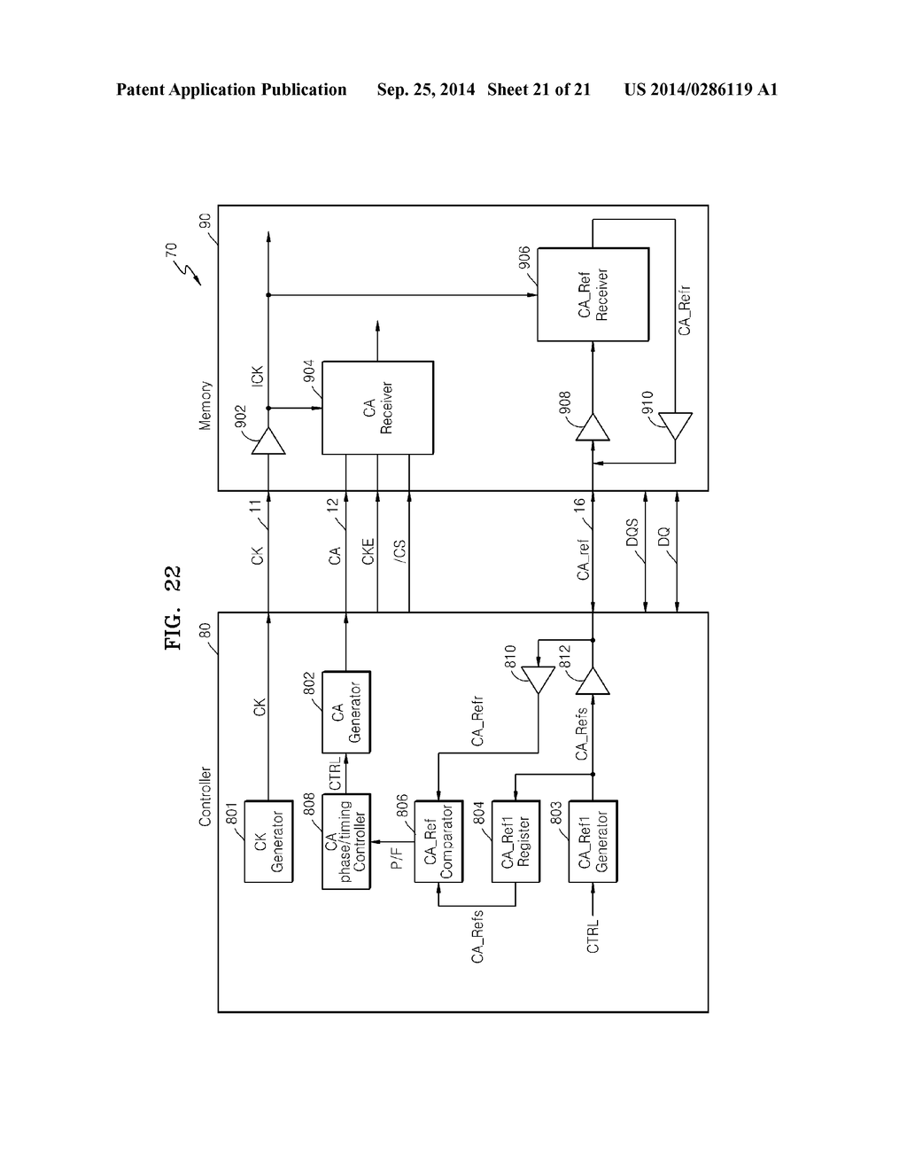 MEMORY DEVICES, SYSTEMS AND METHODS EMPLOYING COMMAND/ADDRESS CALIBRATION - diagram, schematic, and image 22