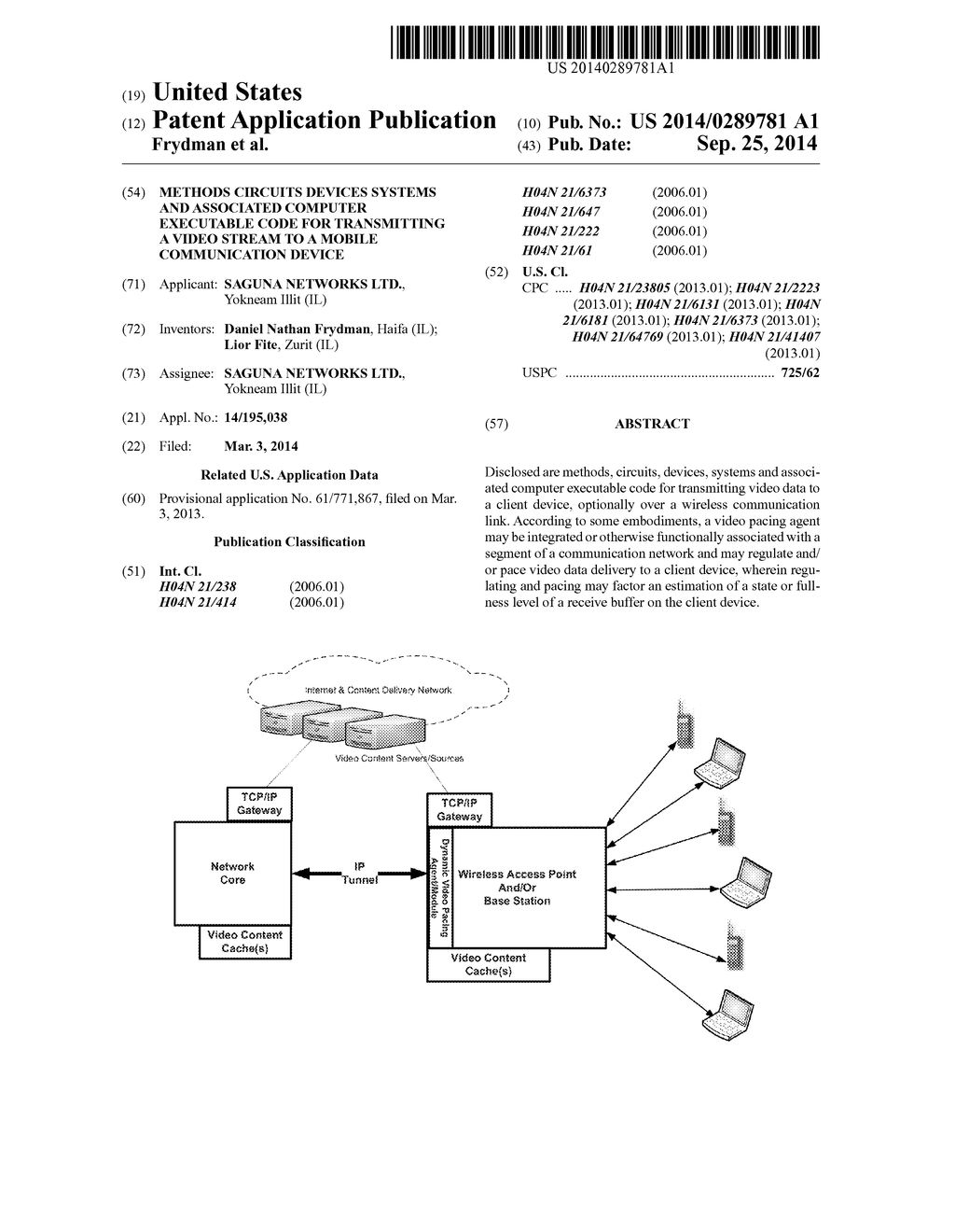 METHODS CIRCUITS DEVICES SYSTEMS AND ASSOCIATED COMPUTER EXECUTABLE CODE     FOR TRANSMITTING A VIDEO STREAM TO A MOBILE COMMUNICATION DEVICE - diagram, schematic, and image 01