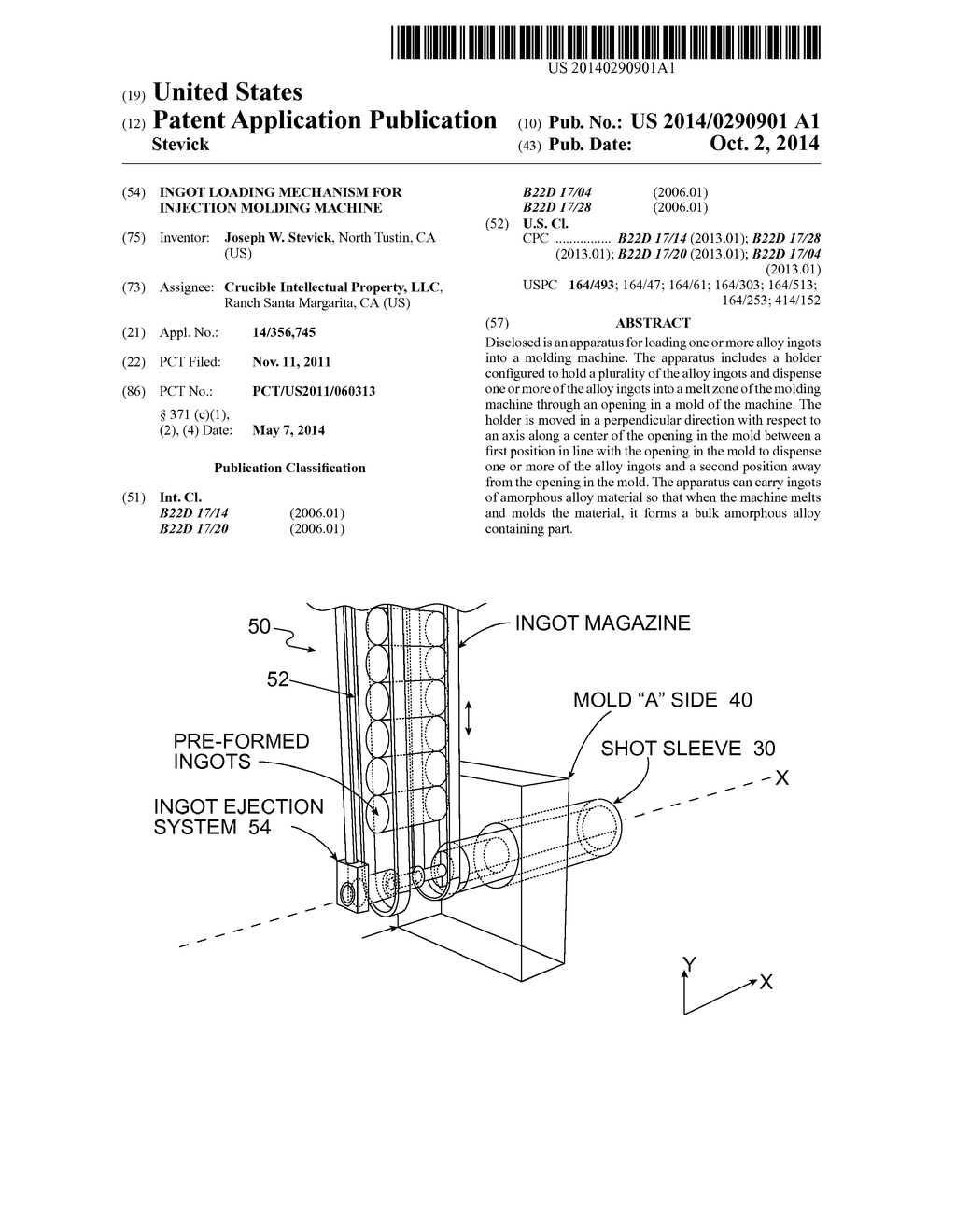 INGOT LOADING MECHANISM FOR INJECTION MOLDING MACHINE - diagram, schematic, and image 01