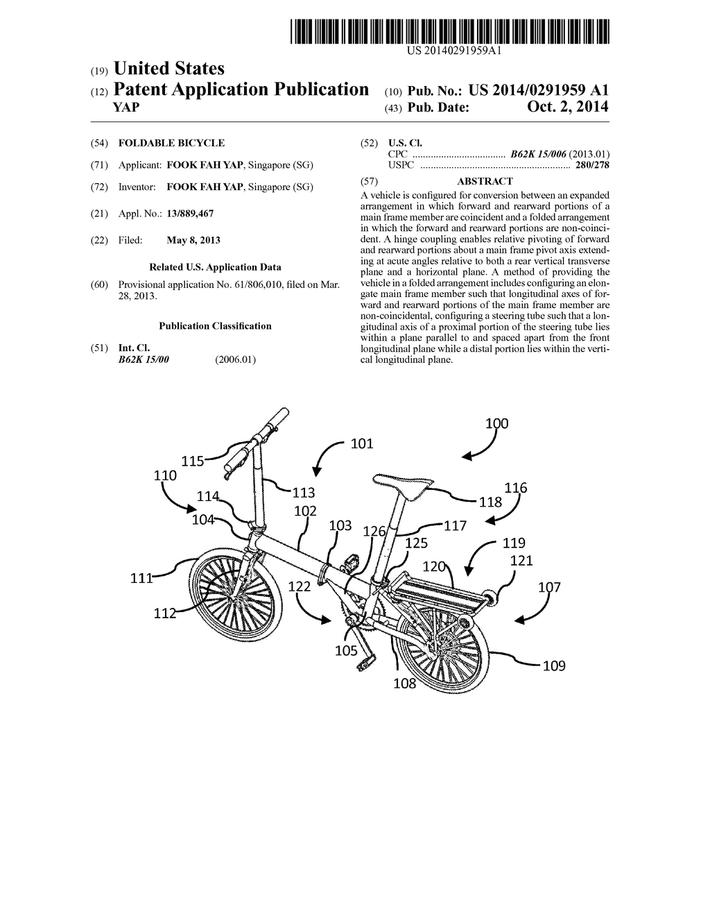 FOLDABLE BICYCLE - diagram, schematic, and image 01