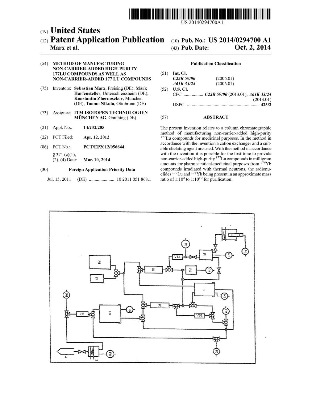 Method of Manufacturing Non-carrier-added high-purity 177Lu Compounds as     well as Non-carrier-added 177 Lu Compounds - diagram, schematic, and image 01