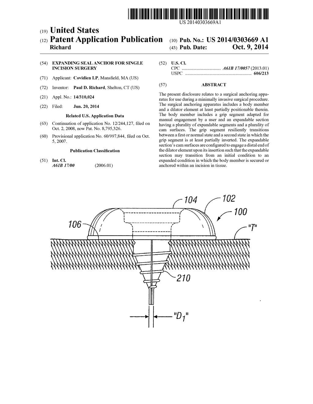 EXPANDING SEAL ANCHOR FOR SINGLE INCISION SURGERY - diagram, schematic, and image 01