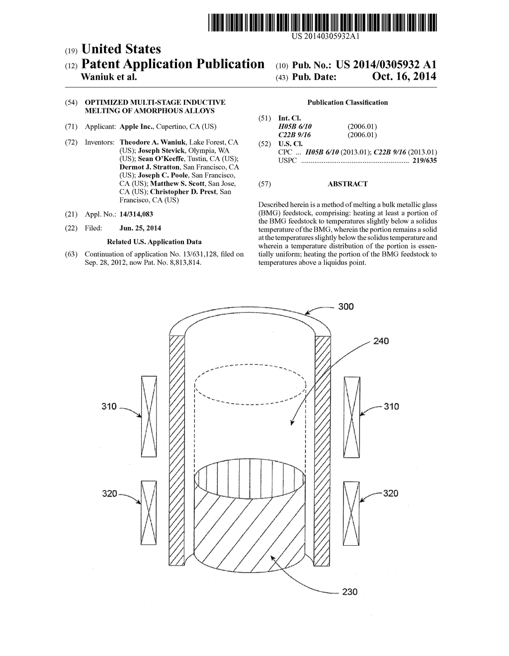 OPTIMIZED MULTI-STAGE INDUCTIVE MELTING OF AMORPHOUS ALLOYS - diagram, schematic, and image 01