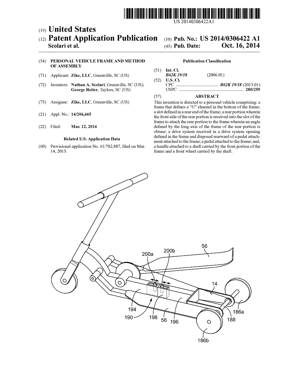Personal Vehicle Frame and Method of Assembly - diagram, schematic, and image 01