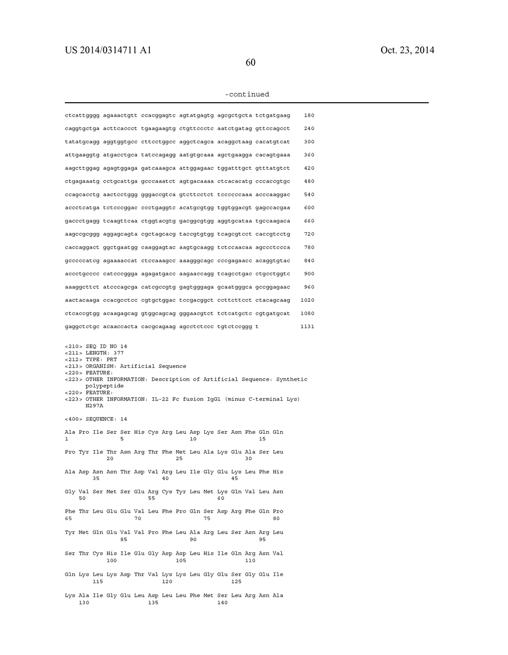 IL-22 POLYPEPTIDES AND IL-22 Fc FUSION PROTEINS AND METHODS OF USE - diagram, schematic, and image 130