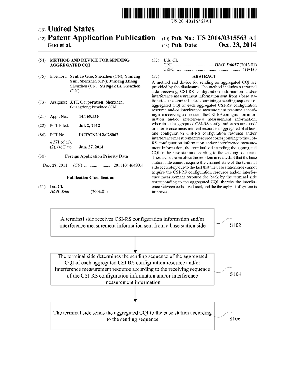 METHOD AND DEVICE FOR SENDING AGGREGATED CQI - diagram, schematic, and image 01