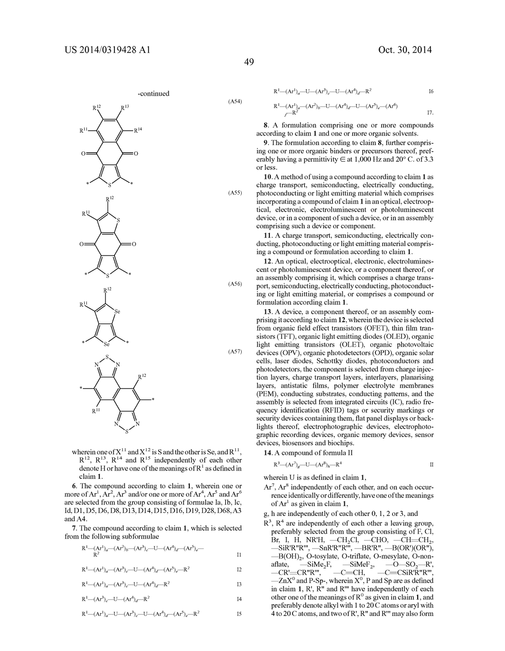 SMALL MOLECULES AND THEIR USE AS ORGANIC SEMICONDUCTORS - diagram, schematic, and image 50