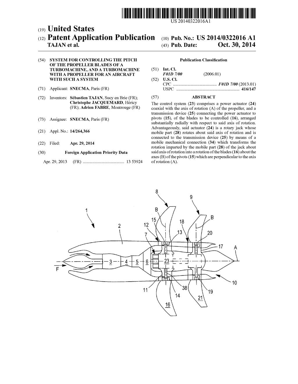 SYSTEM FOR CONTROLLING THE PITCH OF THE PROPELLER BLADES OF A     TURBOMACHINE, AND A TURBOMACHINE WITH A PROPELLER FOR AN AIRCRAFT WITH     SUCH A SYSTEM - diagram, schematic, and image 01