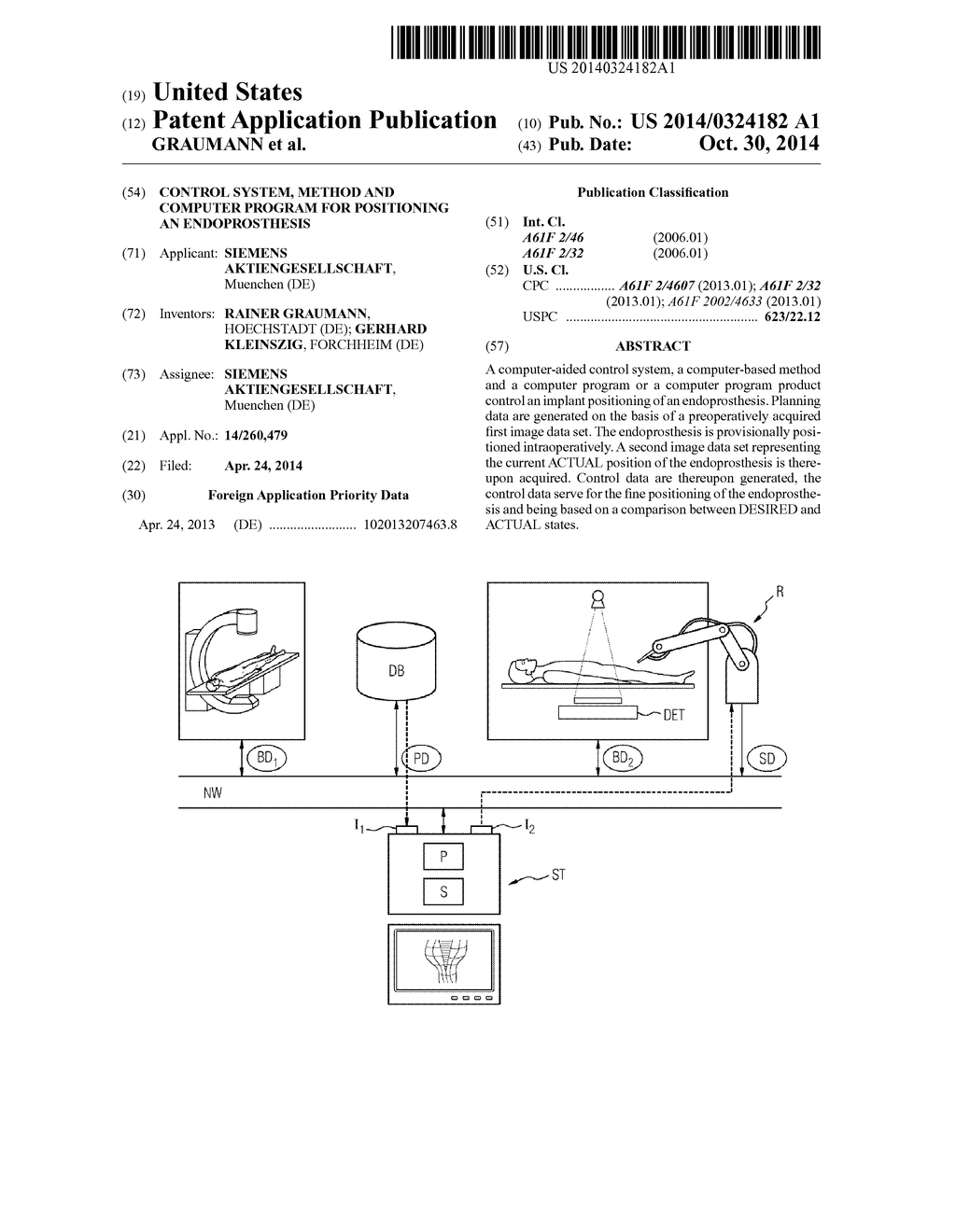 CONTROL SYSTEM, METHOD AND COMPUTER PROGRAM FOR POSITIONING AN     ENDOPROSTHESIS - diagram, schematic, and image 01