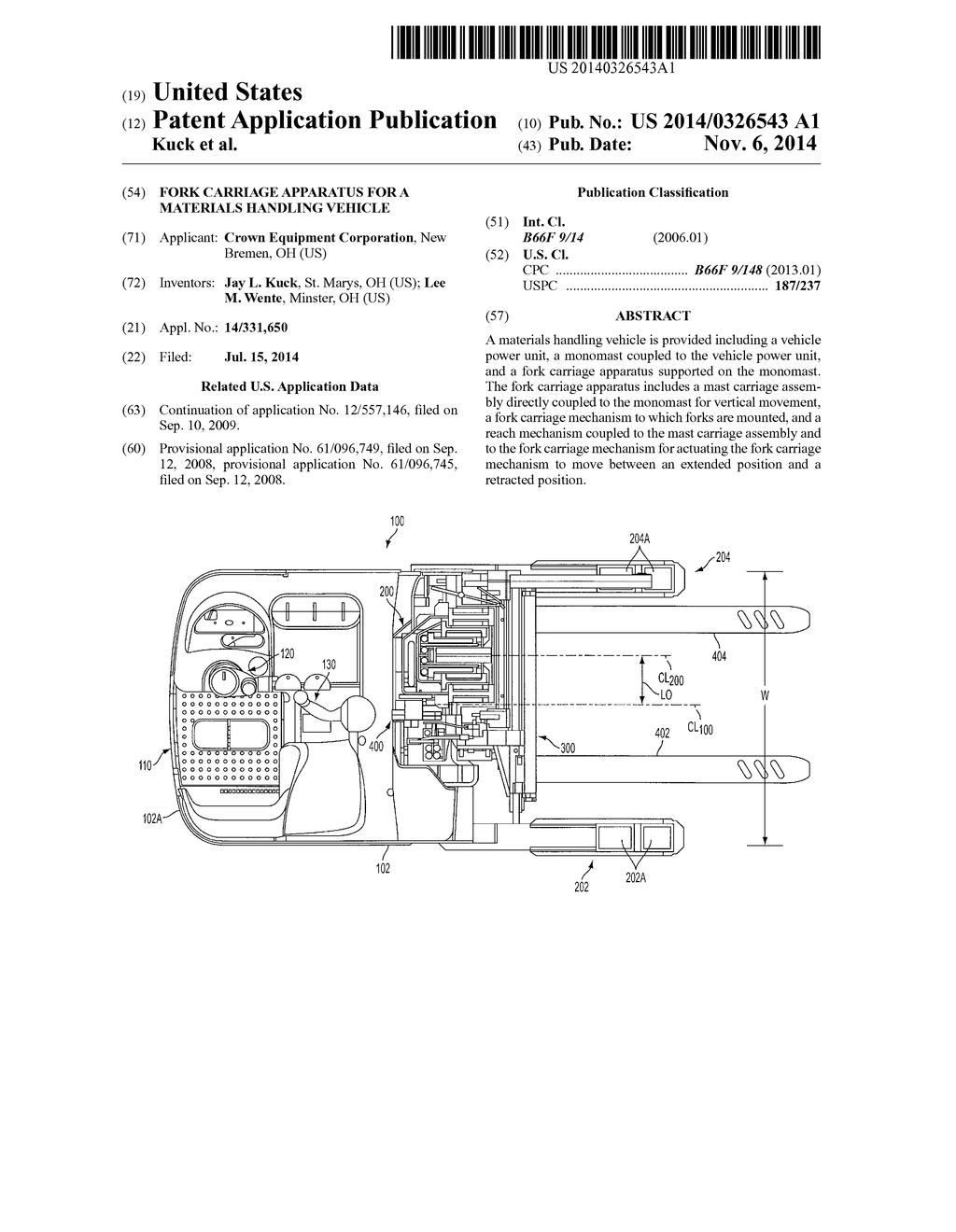 FORK CARRIAGE APPARATUS FOR A MATERIALS HANDLING VEHICLE - diagram, schematic, and image 01