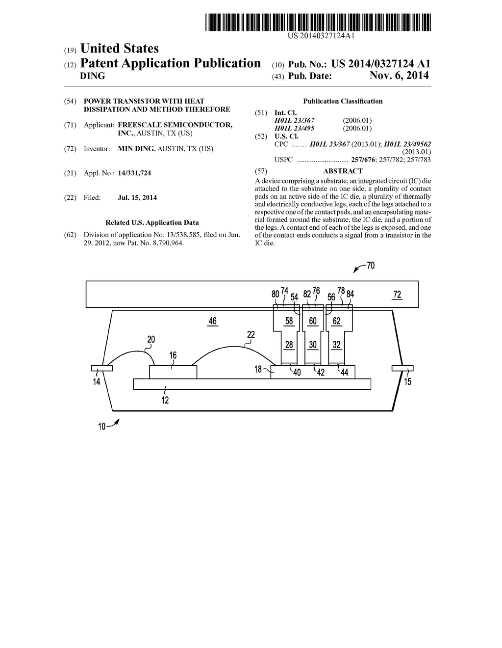 POWER TRANSISTOR WITH HEAT DISSIPATION AND METHOD THEREFORE - diagram, schematic, and image 01