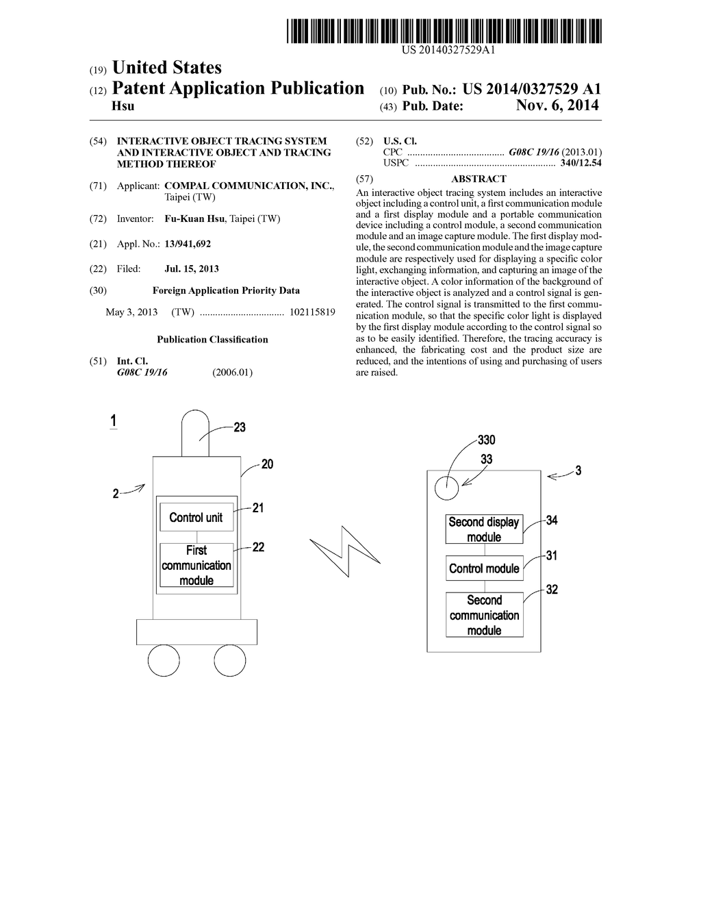 INTERACTIVE OBJECT TRACING SYSTEM AND INTERACTIVE OBJECT AND TRACING     METHOD THEREOF - diagram, schematic, and image 01